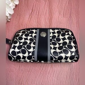 Coach Black and White Monogram Travel Makeup Zip Pouch